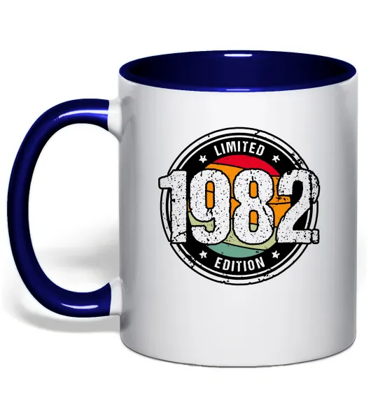 Чашка с цветной ручкой Vintage 1982 Глубокий темно-синий фото