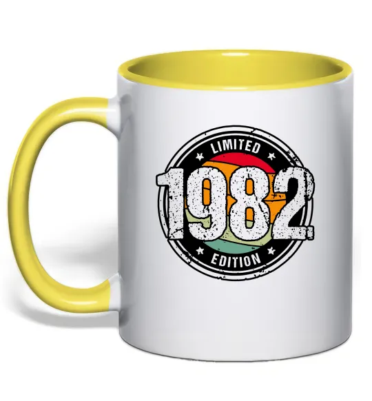 Чашка з кольоровою ручкою Vintage 1982 Лимонний фото