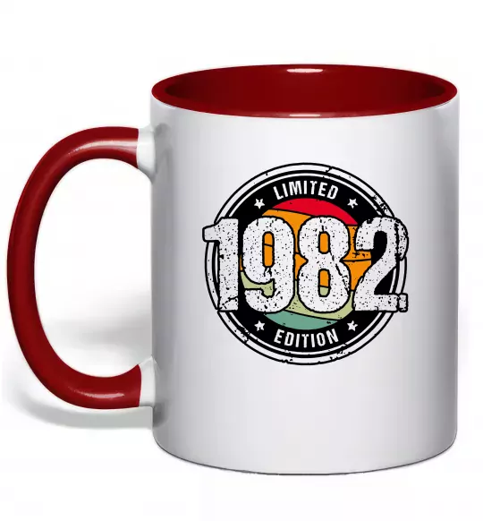 Чашка с цветной ручкой Vintage 1982 Красный фото