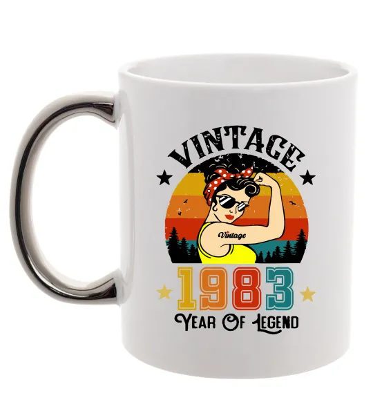 Чашка с цветной ручкой Vintage 1983 Серебро фото