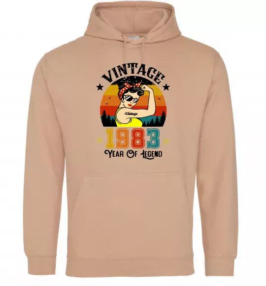 Мужская толстовка (худи) Vintage 1983 Песочный фото