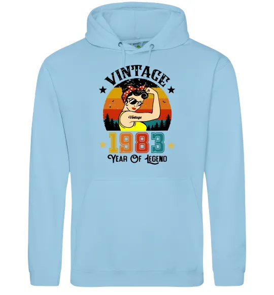 Мужская толстовка (худи) Vintage 1983 Голубой фото