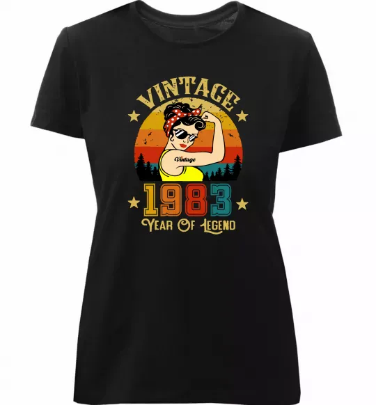 Женская премиум футболка Vintage 1983 Черный фото