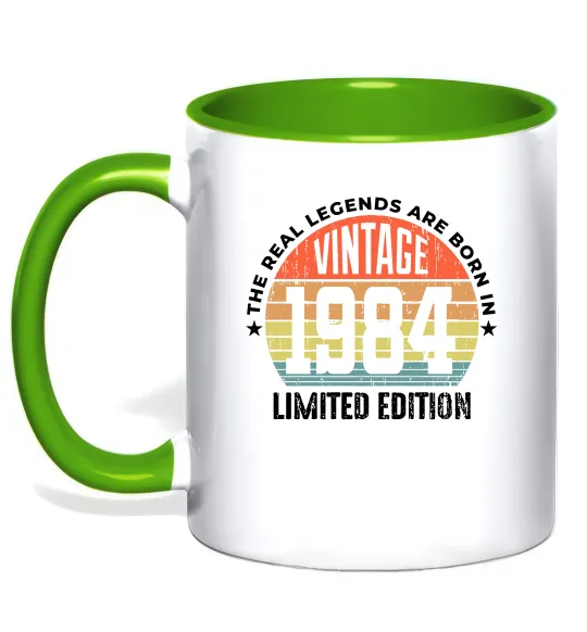 Чашка с цветной ручкой Vintage 1984 Лаймовый фото