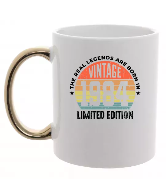 Чашка с цветной ручкой Vintage 1984 Золото фото