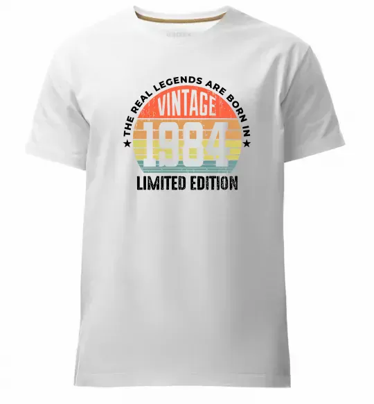 Мужская премиум футболка Vintage 1984 Белый фото