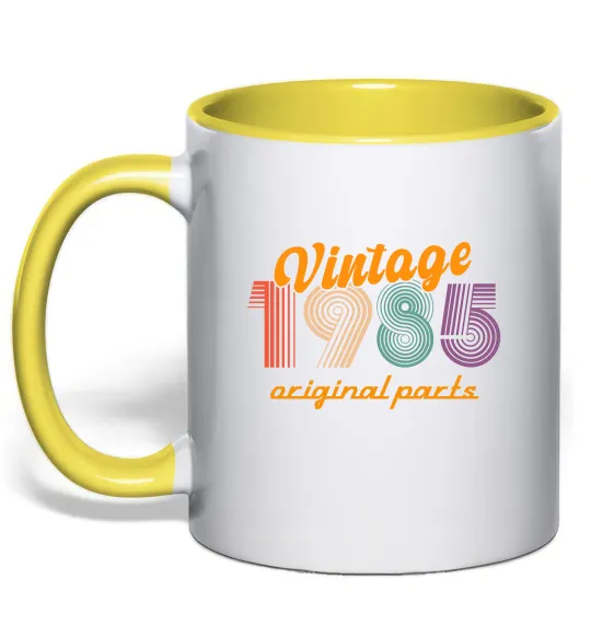 Чашка с цветной ручкой Vintage 1985 Лимонный фото