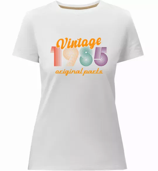 Жіноча преміум футболка Vintage 1985 Білий фото