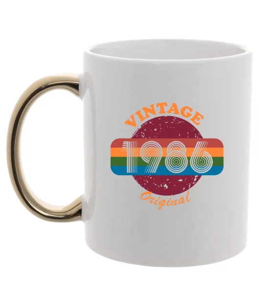 Чашка з кольоровою ручкою Vintage 1986 Золото фото