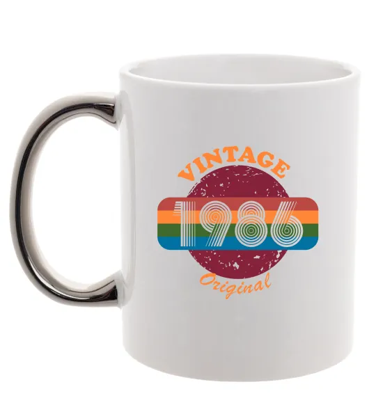 Чашка з кольоровою ручкою Vintage 1986 Срібло фото