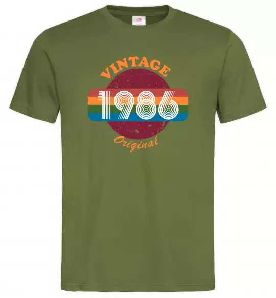 Мужская футболка Vintage 1986 Оливковый фото