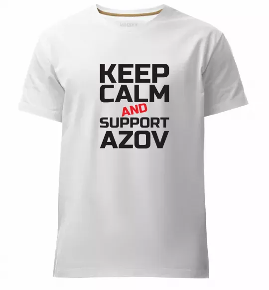 Мужская премиум футболка Keep calm and support Azov Белый фото