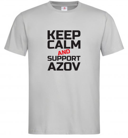 Мужская футболка Keep calm and support Azov Серый фото