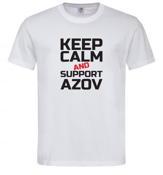 Мужская футболка Keep calm and support Azov Белый фото