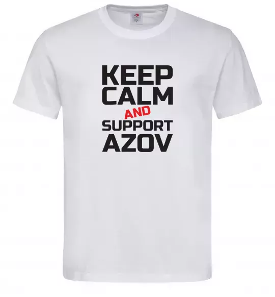 Чоловіча футболка Keep calm and support Azov Білий фото