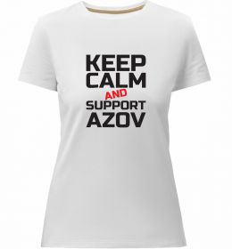 Женская премиум футболка Keep calm and support Azov