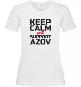 Жіноча футболка Keep calm and support Azov Білий фото
