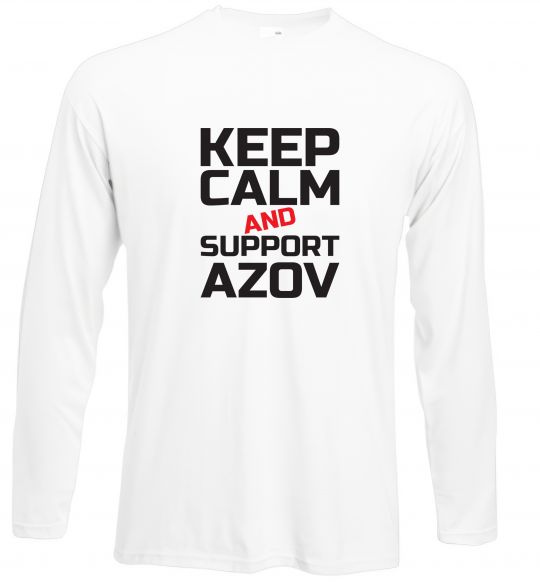 Лонгслів Keep calm and support Azov Білий фото