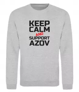 Свитшот Keep calm and support Azov Серый меланж фото