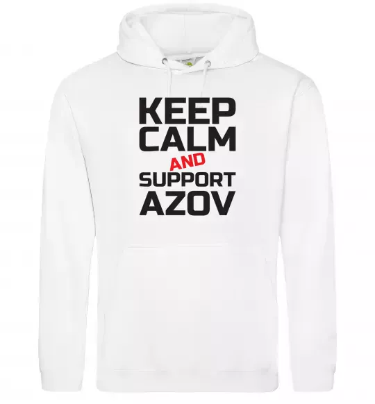Чоловіча толстовка (худі) Keep calm and support Azov Білий фото