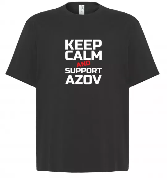 Футболка Оверсайз Keep calm and support Azov Чорний фото