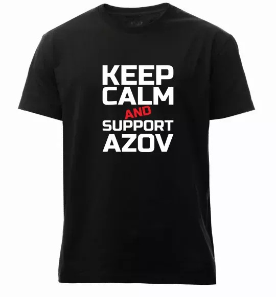 Мужская премиум футболка Keep calm and support Azov Черный фото