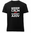 Мужская премиум футболка Keep calm and support Azov Черный фото