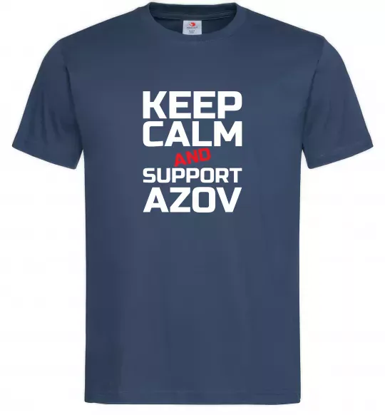 Чоловіча футболка Keep calm and support Azov Темно-синій фото