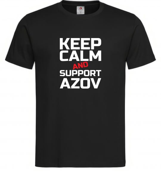 Мужская футболка Keep calm and support Azov Черный фото