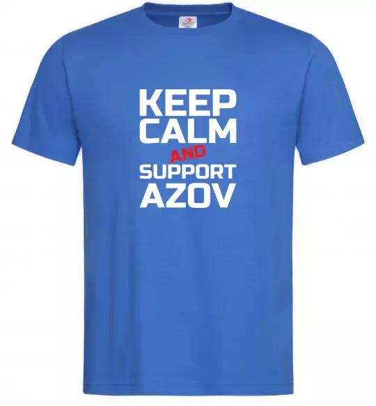 Чоловіча футболка Keep calm and support Azov Яскраво-синій фото