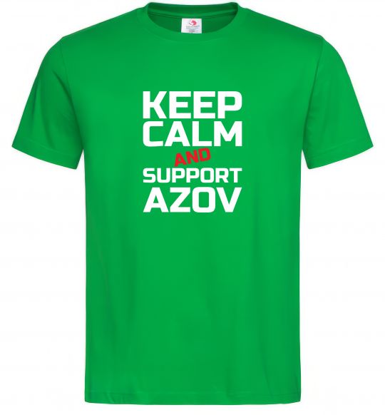 Мужская футболка Keep calm and support Azov Зеленый фото