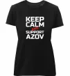 Жіноча преміум футболка Keep calm and support Azov Чорний фото
