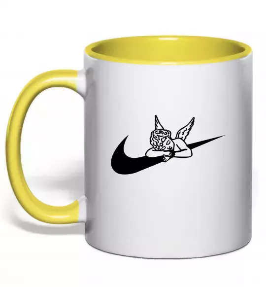 Чашка с цветной ручкой Янголятко ВИШИВКА Солнечно желтый фото