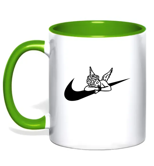 Чашка с цветной ручкой Янголятко ВИШИВКА Лаймовый фото