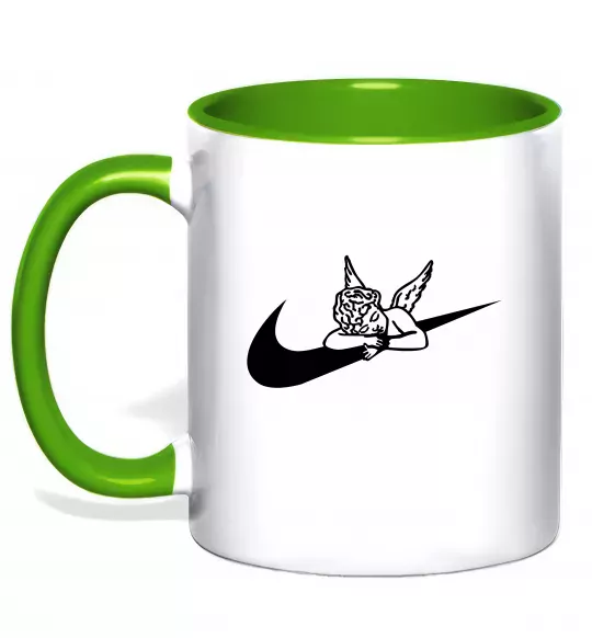 Чашка с цветной ручкой Янголятко ВИШИВКА Зеленый фото