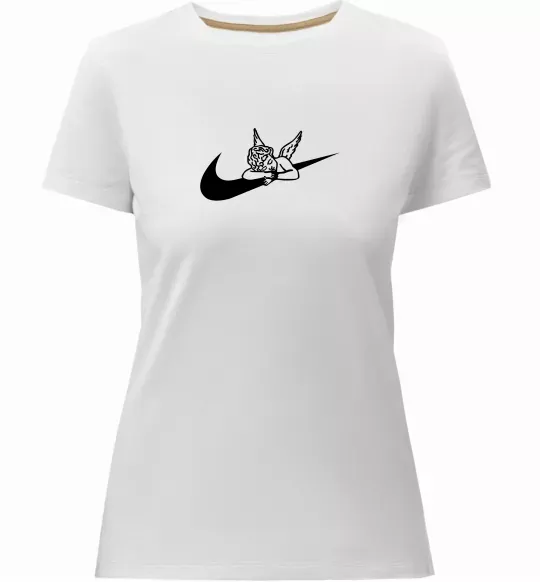 Жіноча преміум футболка Янголятко ВИШИВКА Білий фото