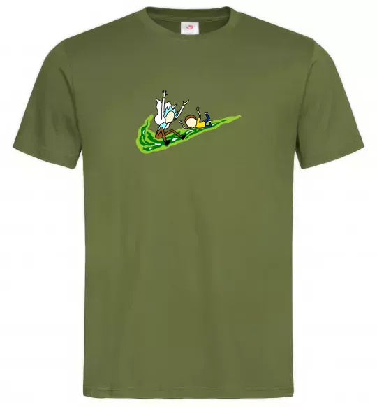 Мужская футболка Рік та Морті ВИШИВКА Оливковый фото