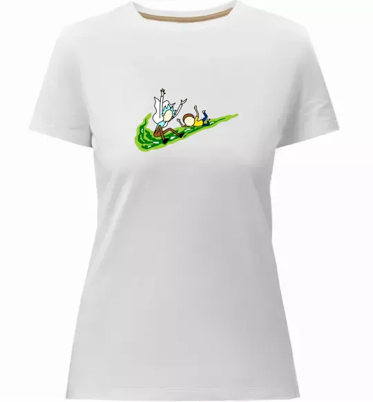 Женская премиум футболка Рік та Морті ВИШИВКА Белый фото