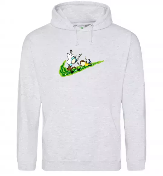 Женская толстовка (худи) Рік та Морті ВИШИВКА Серый меланж фото