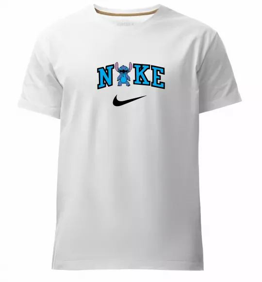 Мужская премиум футболка Стіч ВИШИВКА Белый фото