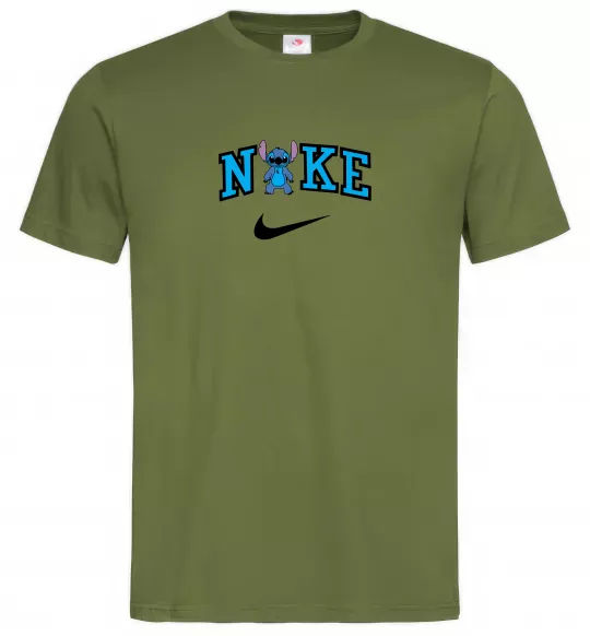 Мужская футболка Стіч ВИШИВКА Оливковый фото