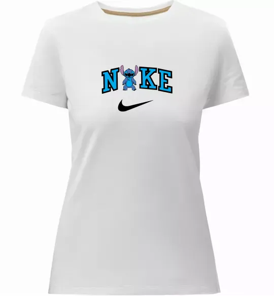 Женская премиум футболка Стіч ВИШИВКА Белый фото