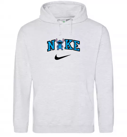 Мужская толстовка (худи) Стіч ВИШИВКА Серый меланж фото