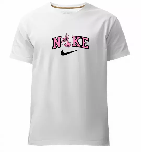 Мужская премиум футболка Енджел (Стіч) ВИШИВКА Белый фото