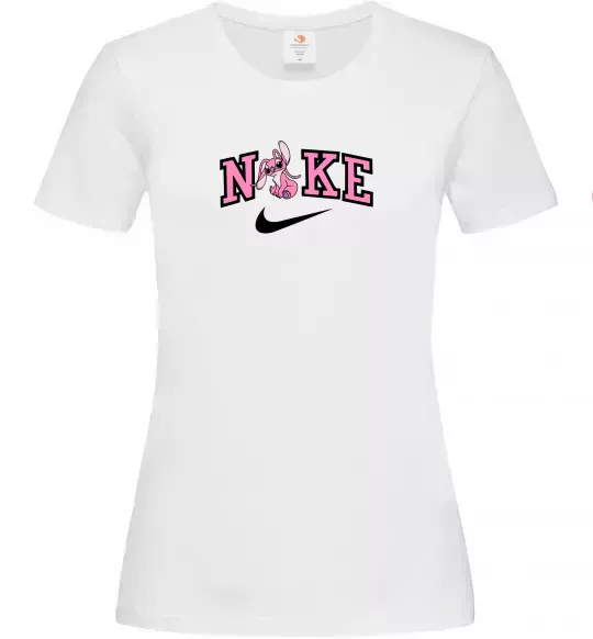 Жіноча футболка Енджел (Стіч) ВИШИВКА Білий фото