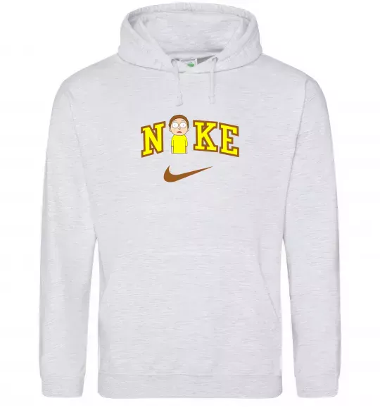 Мужская толстовка (худи) Морті Сміт ВИШИВКА Серый меланж фото