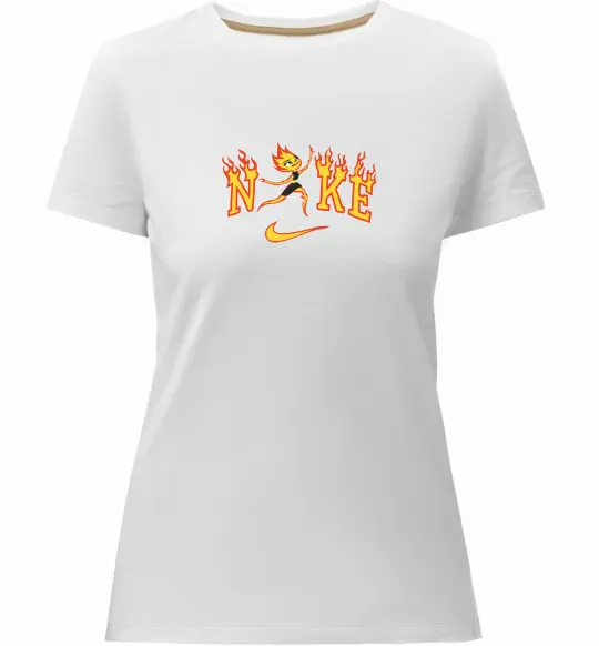 Женская премиум футболка Стихії вогонь ВИШИВКА Белый фото