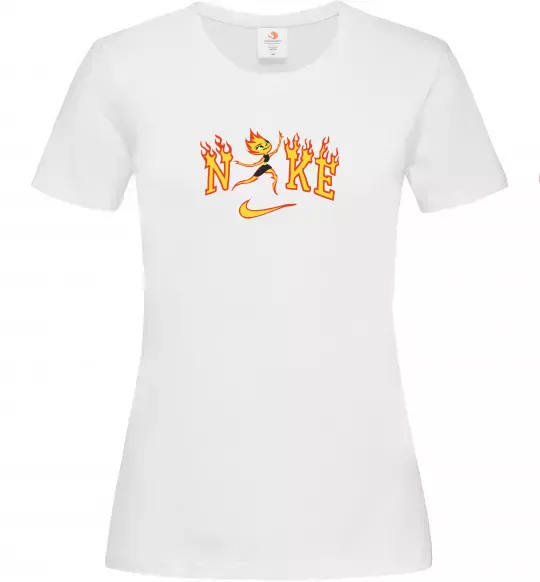 Жіноча футболка Стихії вогонь ВИШИВКА Білий фото