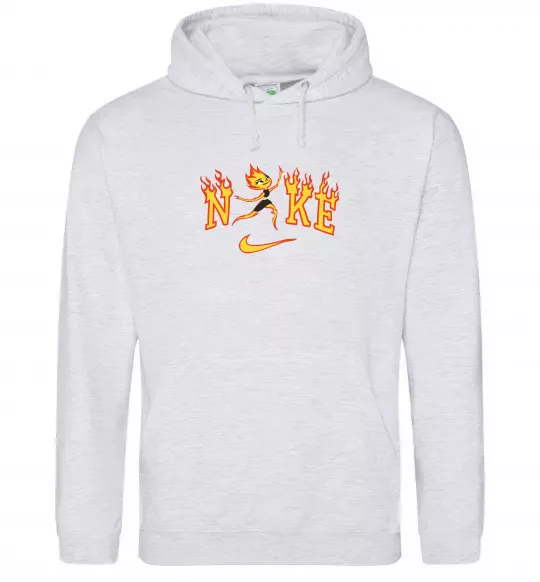 Жіноча толстовка (худі) Стихії вогонь ВИШИВКА Сірий меланж фото