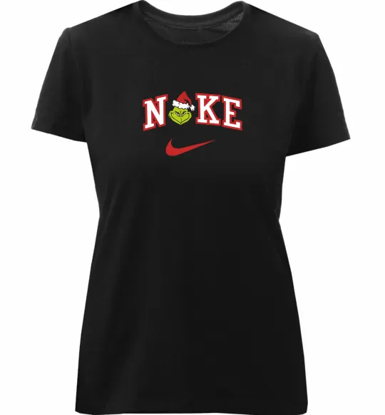 Жіноча преміум футболка Грінч ВИШИВКА Чорний фото